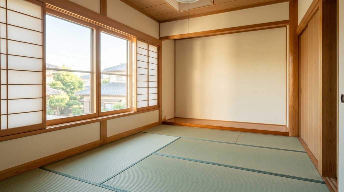 香川県で孤独死の特殊清掃を行い、清掃・消毒・消臭を経て原状回復した清潔な居室のイメージ